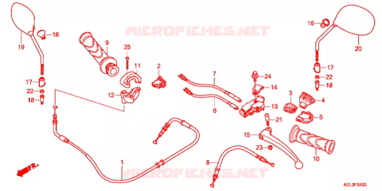 LEVIER DE GUIDON - CABLE - COMMODO Honda SCOOTER 110 VISION 2011  NSC110WHB