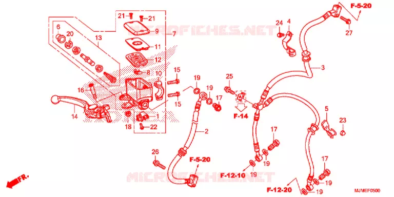 MAITRE CYLINDRE DE FREIN AVANT Honda MOTO 800 CROSSRUNNER 2016  VFR800XF
