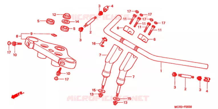 GUIDON - TE DE FOURCHE Honda MOTO 750 VT 2002  VT750DC2
