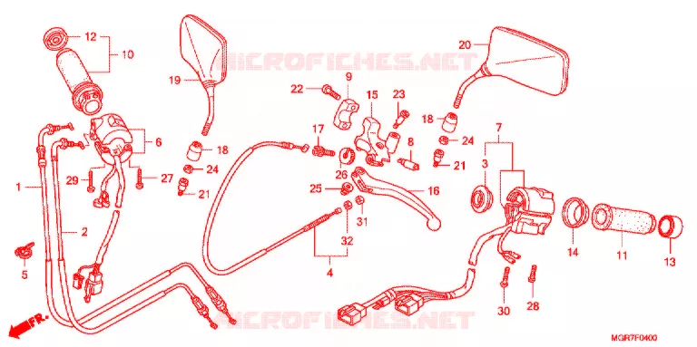 LEVIER DE GUIDON - CABLE - COMMODO Honda MOTO 750 VT 2011  VT750SB