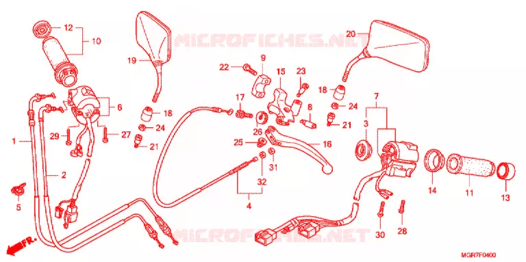 LEVIER DE GUIDON - CABLE - COMMODO Honda MOTO 750 VT 2011  VT750SB