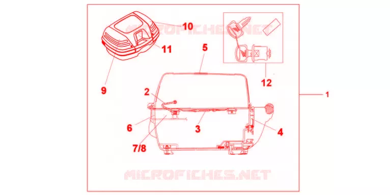 TOP CASE 45L Honda MOTO 700 TRANSALP 2010  XL700VAA