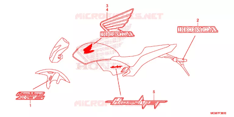AUTOCOLLANTS Honda MOTO 600 HORNET 2013  CB600FAD