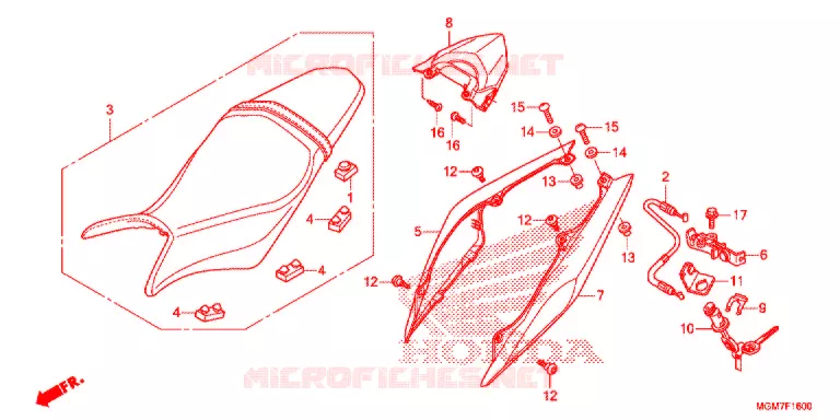 SELLE - CARENAGE ARRIERE Honda MOTO 600 HORNET 2013  CB600FAD