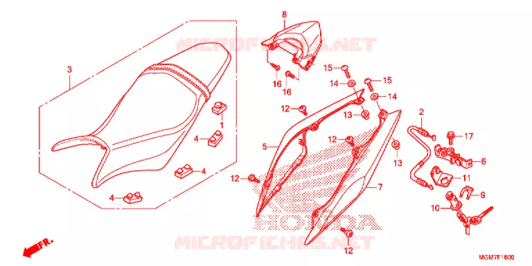 SELLE - CARENAGE ARRIERE Honda MOTO 600 HORNET 2013  CB600FAD