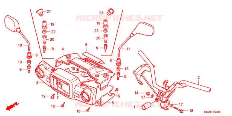 GUIDON - CARENAGE Honda SCOOTER 50 GYRO 2000  NJ50MDY