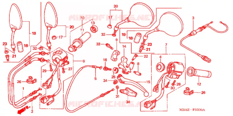 COMMUTATEUR/CABLE  Honda MOTO 750 SHADOW 2001  VT750C21