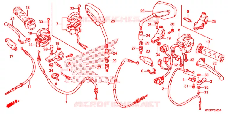 LEVIER DE GUIDON - CABLE - COMMODO Honda MOTO 125 CBF 2012  CBF125MCC