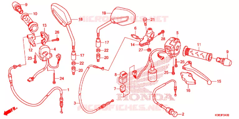 LEVIER DE GUIDON - CABLE - COMMODO Honda MOTO 160 CBF 2016  CBF160G