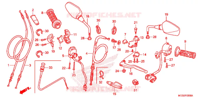LEVIER DE GUIDON - CABLE - COMMODO Honda MOTO 400 NX 2015  NX400F