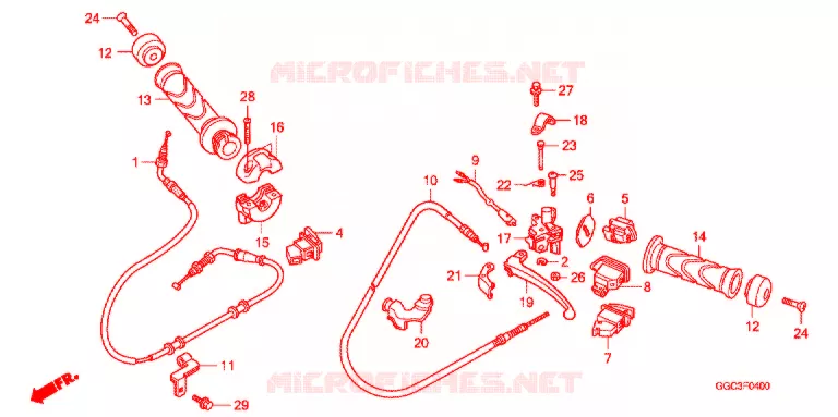 LEVIER DE GUIDON - CABLE - COMMODO (FREIN A DISQUE AVANT) Honda SCOOTER 110 SPACY 2014  SCR1104WHE