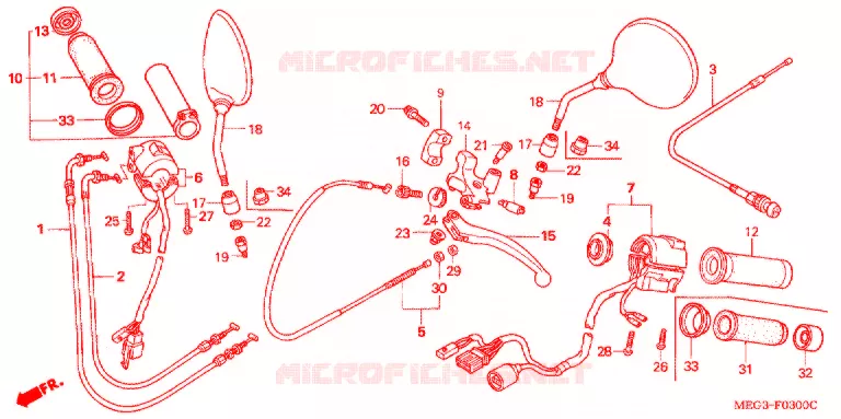 COMMODOS - POIGNEES Honda MOTO 750 SHADOW 2004  VT750C4