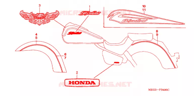 AUTOCOLLANTS Honda MOTO 750 SHADOW 2007  VT750C7