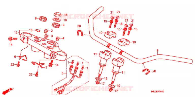 GUIDON - TE DE FOURCHE Honda MOTO 750 SHADOW 2011  VT750CSA