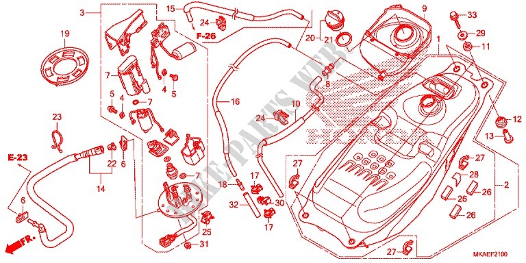 RESERVOIR A CARBURANT   POMPE A ESSENCE pour Honda NC 750 INTEGRA S ARGENT de 2016