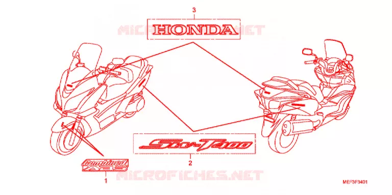 AUTOCOLLANTS (FJS400D9/FJS400A) Honda SCOOTER 400 SILVERWING 2015  FJS400A9