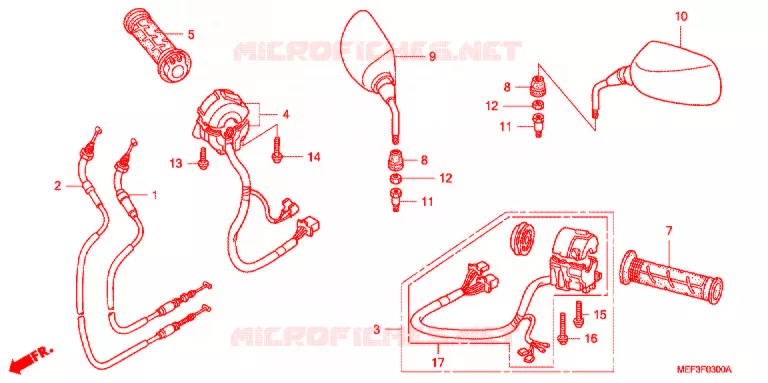 COMMODO - CABLE - RETROVISEUR Honda SCOOTER 400 SILVERWING 2012  FJS400A9
