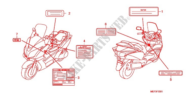 ETIQUETTE DE PRECAUTIONS (FJS400D9/FJS400A) (1) pour Honda SILVER WING 400 ABS de 2010
