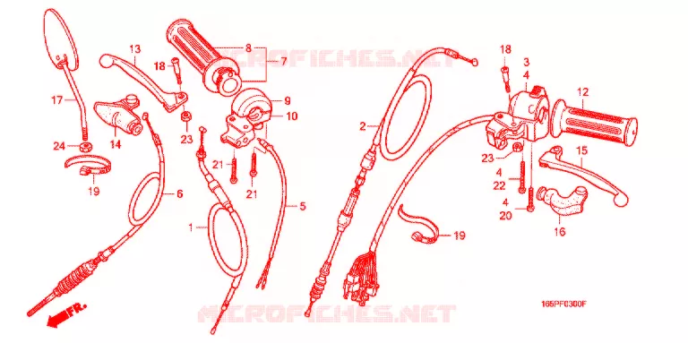 LEVIER DE GUIDON - CABLE - COMMODO Honda MOTO 50 MONKEY 1999  Z50JV_M