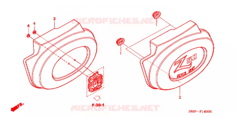 COUVERCLES LATERAUX Honda MOTO 50 MONKEY 2000  Z50JY_M
