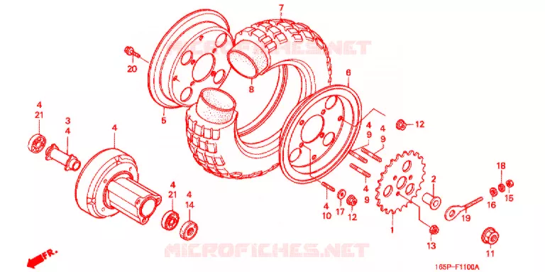 ROUE ARRIERE Honda MOTO 50 MONKEY 2000  Z50JY_M