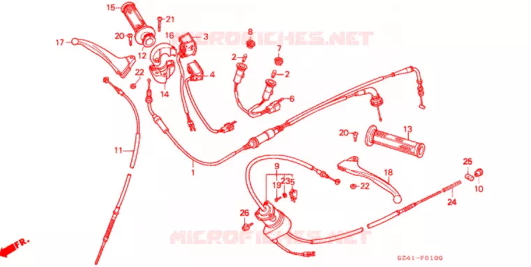 LEVIER DE GUIDON - CABLE - COMMODO Honda MOTO 90 CUB 1992  EZ90L_J