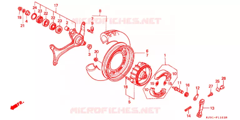 ROUE - BRAS ARRIERE (CH125H/N/P/R) Honda SCOOTER 125 SPACY 1993  CH125P