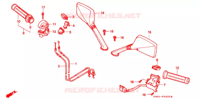 CABLES - COMMODOS - LEVIERS - POIGNEES Honda SCOOTER 250 FREEWAY 1994  CH250R