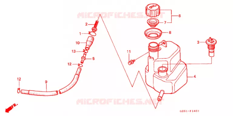RESERVOIR D'HUILE (SZ50P/R/T) Honda SCOOTER 50 TACT 1994  SZ50R