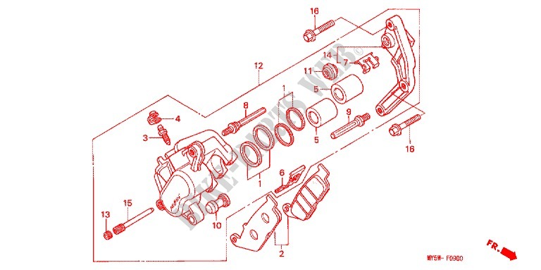 ETRIER DE FREIN AVANT (1) pour Honda CB 500 34HP de 1996