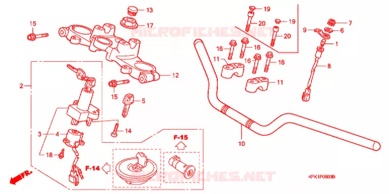 GUIDON - TE DE FOURCHE Honda MOTO 250 VTR 2001  VTR250Y