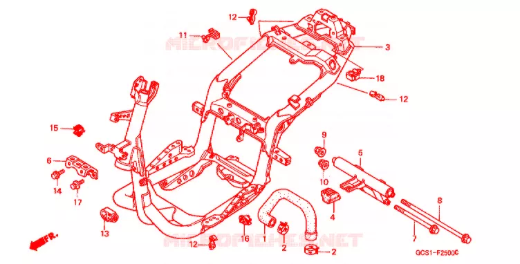 CADRE Honda SCOOTER 100 LEAD 2001  NH1001