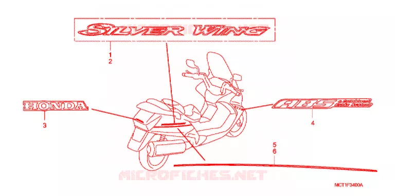 AUTOCOLLANTS Honda SCOOTER 600 SILVERWING 2002  FJS6002