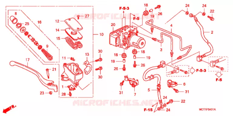 MAITRE CYLINDRE DE FREIN AVANT (FJS400A FJS600A) Honda SCOOTER 600 SILVERWING 2003  FJS600A3_J