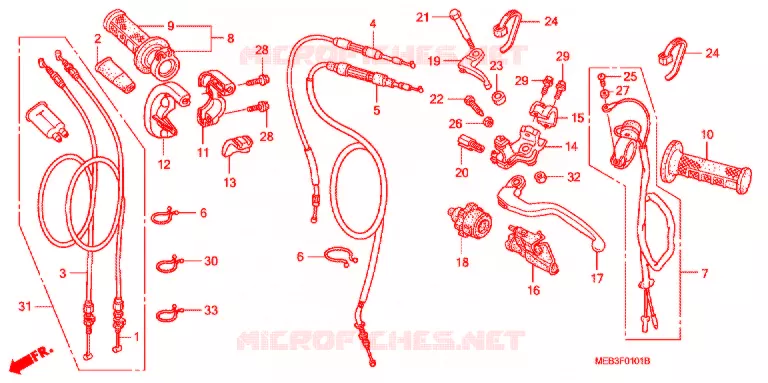 LEVIER DE GUIDON - CABLE - COMMODO (CRF450R4,5,6,7,8) Honda MOTO 450 CRF 2006  CRF450R6
