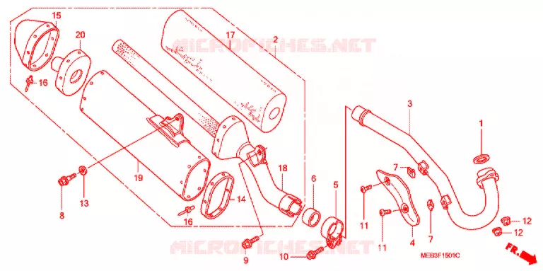 SILENCIEUX D'ECHAPPEMENT  Honda MOTO 450 CRF 2002  CRF450R2