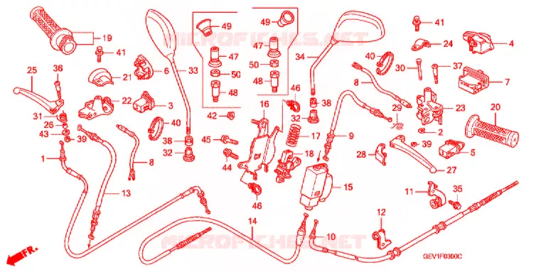 LEVIER DE GUIDON - CABLE - COMMODO (TAMBOUR) Honda SCOOTER 50 DIO 2003  SKX503