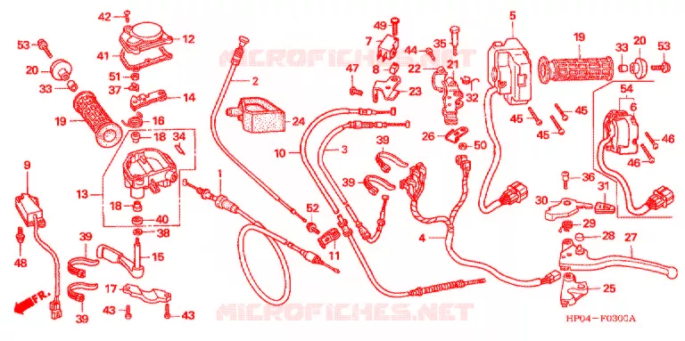 LEVIER DE GUIDON - CABLE - COMMODO Honda ATV 500 FOURTRAX 2005  TRX500TM5