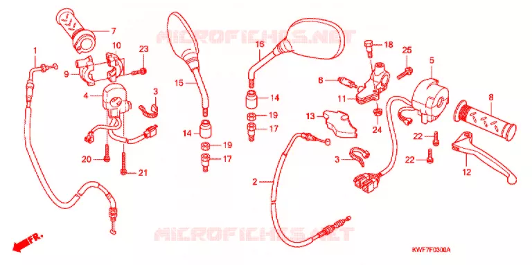 LEVIER DE GUIDON - CABLE - COMMODO Honda MOTO 125 CBF 2009  CBF125M9