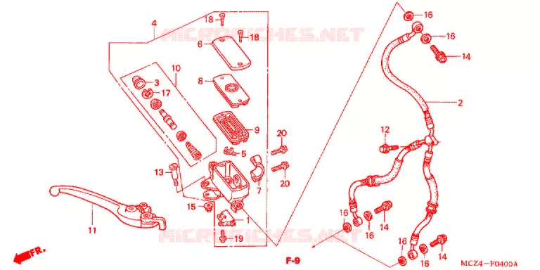 MAITRE CYLINDRE DE FREIN AVANT Honda MOTO 900 HORNET 2007  CB900F7_A