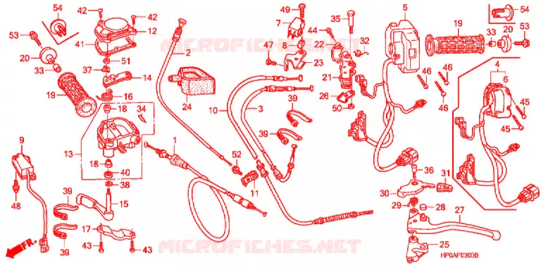 LEVIER DE GUIDON - CABLE - COMMODO Honda ATV 500 FOURTRAX 2007  TRX500FE7