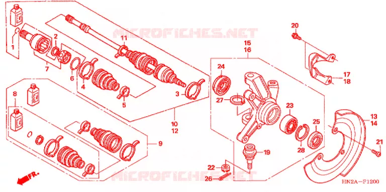 ARBRE DE ROUE  Honda ATV 500 FOURTRAX 2007  TRX500FGA7