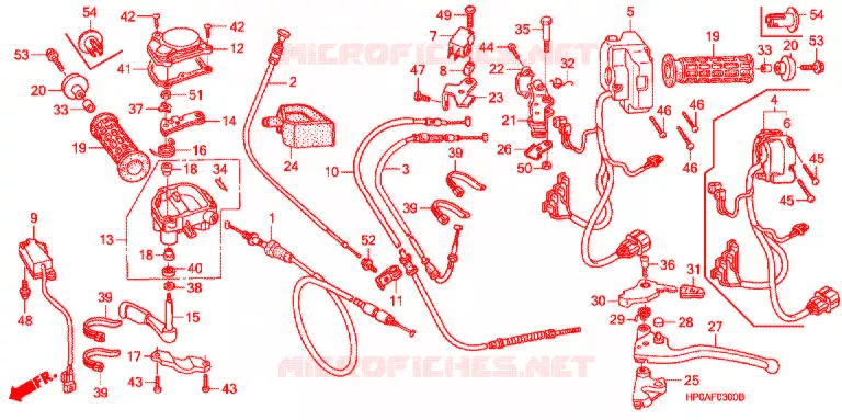 LEVIER DE GUIDON - CABLE - COMMODO Honda ATV 500 FOURTRAX 2007  TRX500FM7