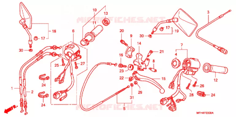 LEVIER DE GUIDON - CABLE - COMMODO Honda MOTO 600 SHADOW 2007  VT600C7