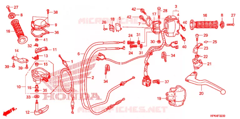 LEVIER DE GUIDON - CABLE - COMMODO Honda ATV 700 FOURTRAX 2009  TRX700XX9