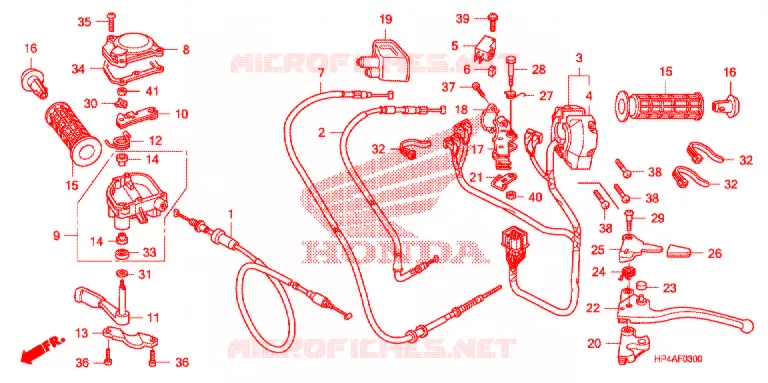 LEVIER DE GUIDON - CABLE - COMMODO Honda ATV 420 FOURTRAX 2009  TRX420FM9