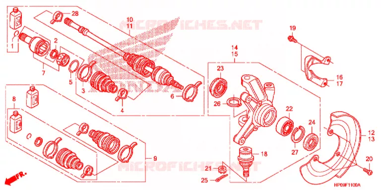 ARBRE DE ROUE  Honda ATV 500 FOURTRAX 2009  TRX500FE9