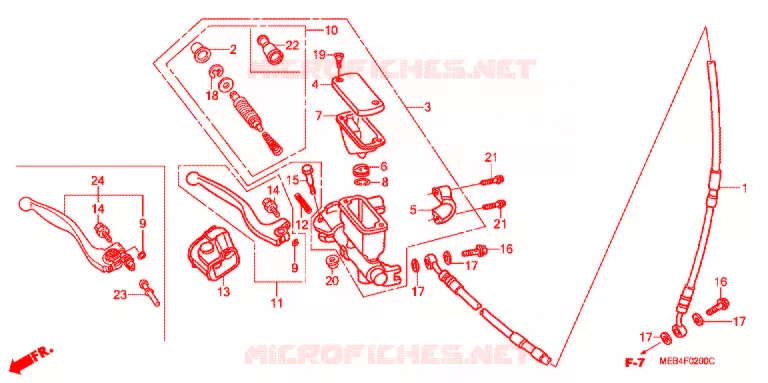 MAITRE CYLINDRE DE FREIN AVANT Honda MOTO 450 CRF 2003  CRF450R3