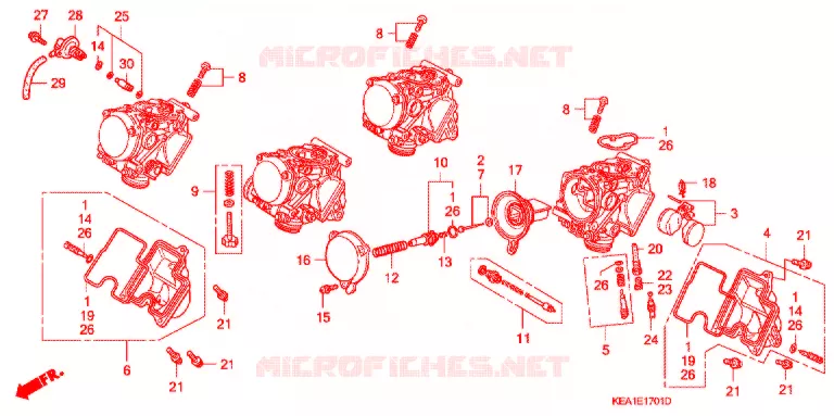 CARBURATEUR (PIECES CONSTITUTIVES) Honda MOTO 250 HORNET 2004  CB250F3