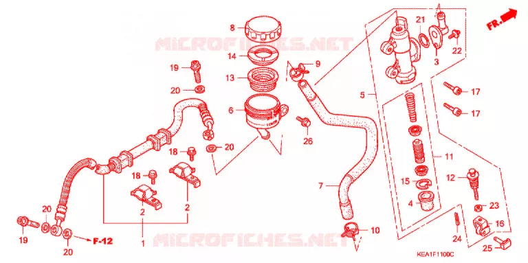 MAITRE-CYLINDRE DE FREIN ARRIERE Honda MOTO 250 HORNET 2005  CB250F3